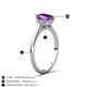 4 - Zaire 1.25 ctw Amethyst Pear Shape (9x6 mm) Hidden Halo accented Side Natural Diamond Engagement Ring 