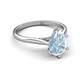 5 - Zaire 1.30 ctw Aquamarine Pear Shape (9x6 mm) Hidden Halo accented Side Natural Diamond Engagement Ring 