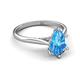 5 - Zaire 1.75 ctw Blue Topaz Pear Shape (9x6 mm) Hidden Halo accented Side Natural Diamond Engagement Ring 