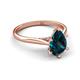 5 - Zaire 1.75 ctw London Blue Topaz Pear Shape (9x6 mm) Hidden Halo accented Side Natural Diamond Engagement Ring 