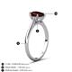 4 - Zaire 1.70 ctw Red Garnet Pear Shape (9x6 mm) Hidden Halo accented Side Natural Diamond Engagement Ring 