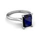 5 - Zaire 3.02 ctw Created Blue Sapphire Emerald Shape (9x7 mm) Hidden Halo accented Side Natural Diamond Engagement Ring 