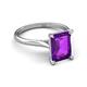 5 - Zaire 2.37 ctw Amethyst Emerald Shape (9x7 mm) Hidden Halo accented Side Natural Diamond Engagement Ring 