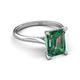 5 - Zaire 3.32 ctw Lab Created Alexandrite Emerald Shape (9x7 mm) Hidden Halo accented Side Natural Diamond Engagement Ring 