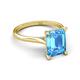 5 - Zaire 3.12 ctw Blue Topaz Emerald Shape (9x7 mm) Hidden Halo accented Side Natural Diamond Engagement Ring 