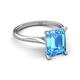 5 - Zaire 3.12 ctw Blue Topaz Emerald Shape (9x7 mm) Hidden Halo accented Side Natural Diamond Engagement Ring 