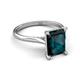 5 - Zaire 3.12 ctw London Blue Topaz Emerald Shape (9x7 mm) Hidden Halo accented Side Natural Diamond Engagement Ring 