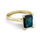 5 - Zaire 3.12 ctw London Blue Topaz Emerald Shape (9x7 mm) Hidden Halo accented Side Natural Diamond Engagement Ring 