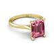 5 - Zaire 2.97 ctw Pink Tourmaline Emerald Shape (9x7 mm) Hidden Halo accented Side Natural Diamond Engagement Ring 