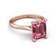 5 - Zaire 2.97 ctw Pink Tourmaline Emerald Shape (9x7 mm) Hidden Halo accented Side Natural Diamond Engagement Ring 