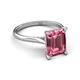 5 - Zaire 2.97 ctw Pink Tourmaline Emerald Shape (9x7 mm) Hidden Halo accented Side Natural Diamond Engagement Ring 