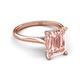 5 - Zaire 2.37 ctw Morganite Emerald Shape (9x7 mm) Hidden Halo accented Side Natural Diamond Engagement Ring 