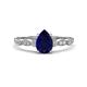 1 - Kiara 1.10 ctw Blue Sapphire Pear Shape (7x5 mm) Solitaire Plus accented Natural Diamond Engagement Ring 