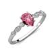 5 - Kiara 0.90 ctw Pink Tourmaline Pear Shape (7x5 mm) Solitaire Plus accented Natural Diamond Engagement Ring 