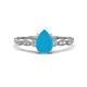 1 - Kiara 0.55 ctw Turquoise Pear Shape (7x5 mm) Solitaire Plus accented Natural Diamond Engagement Ring 