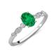 3 - Kiara 1.00 ctw Emerald Oval Shape (7x5 mm) Solitaire Plus accented Natural Diamond Engagement Ring 