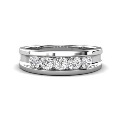 Aaron ctw White Sapphire Stone Men Wedding Band mm