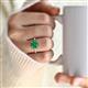 2 - Abena 0.86 ctw Emerald (6.00 mm) with Prong Studded Side Natural Diamond Solitaire Plus Engagement Ring 