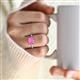 2 - Abena 1.16 ctw Pink Sapphire (6.00 mm) with Prong Studded Side Natural Diamond Solitaire Plus Engagement Ring 