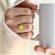2 - Abena 1.06 ctw Yellow Diamond (6.50 mm) with Prong Studded Side Natural Diamond Solitaire Plus Engagement Ring 