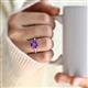 2 - Abena 0.93 ctw Amethyst (6.50 mm) with Prong Studded Side Natural Diamond Solitaire Plus Engagement Ring 