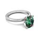 3 - Abena 2.21 ctw Created Alexandrite Oval Shape (9x7 mm) with Prong Studded Side Natural Diamond Solitaire Plus Engagement Ring 