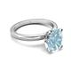 3 - Abena 1.81 ctw Aquamarine Oval Shape (9x7 mm) with Prong Studded Side Natural Diamond Solitaire Plus Engagement Ring 