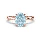 1 - Abena 1.81 ctw Aquamarine Oval Shape (9x7 mm) with Prong Studded Side Natural Diamond Solitaire Plus Engagement Ring 