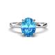 1 - Abena 2.46 ctw Blue Topaz Oval Shape (9x7 mm) with Prong Studded Side Natural Diamond Solitaire Plus Engagement Ring 
