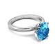 3 - Abena 2.46 ctw Blue Topaz Oval Shape (9x7 mm) with Prong Studded Side Natural Diamond Solitaire Plus Engagement Ring 