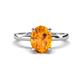 1 - Abena 1.76 ctw Citrine Oval Shape (9x7 mm) with Prong Studded Side Natural Diamond Solitaire Plus Engagement Ring 