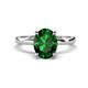 1 - Abena 1.71 ctw Created Emerald Oval Shape (9x7 mm) with Prong Studded Side Natural Diamond Solitaire Plus Engagement Ring 