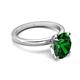 3 - Abena 1.71 ctw Created Emerald Oval Shape (9x7 mm) with Prong Studded Side Natural Diamond Solitaire Plus Engagement Ring 