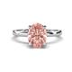 1 - Abena 1.67 ctw Morganite Oval Shape (9x7 mm) with Prong Studded Side Natural Diamond Solitaire Plus Engagement Ring 