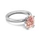 3 - Abena 1.67 ctw Morganite Oval Shape (9x7 mm) with Prong Studded Side Natural Diamond Solitaire Plus Engagement Ring 