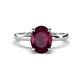 1 - Abena 2.36 ctw Rhodolite Garnet Oval Shape (9x7 mm) with Prong Studded Side Natural Diamond Solitaire Plus Engagement Ring 