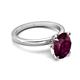 3 - Abena 2.36 ctw Rhodolite Garnet Oval Shape (9x7 mm) with Prong Studded Side Natural Diamond Solitaire Plus Engagement Ring 