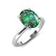 4 - Abena 2.21 ctw Created Alexandrite Oval Shape (9x7 mm) with Prong Studded Side Natural Diamond Solitaire Plus Engagement Ring 