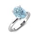4 - Abena 1.81 ctw Aquamarine Oval Shape (9x7 mm) with Prong Studded Side Natural Diamond Solitaire Plus Engagement Ring 