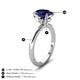 5 - Abena 2.58 ctw Created Blue Sapphire Oval Shape (9x7 mm) with Prong Studded Side Natural Diamond Solitaire Plus Engagement Ring 