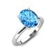 4 - Abena 2.46 ctw Blue Topaz Oval Shape (9x7 mm) with Prong Studded Side Natural Diamond Solitaire Plus Engagement Ring 