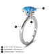 5 - Abena 2.46 ctw Blue Topaz Oval Shape (9x7 mm) with Prong Studded Side Natural Diamond Solitaire Plus Engagement Ring 