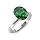 4 - Abena 1.71 ctw Created Emerald Oval Shape (9x7 mm) with Prong Studded Side Natural Diamond Solitaire Plus Engagement Ring 