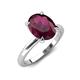 4 - Abena 2.36 ctw Rhodolite Garnet Oval Shape (9x7 mm) with Prong Studded Side Natural Diamond Solitaire Plus Engagement Ring 