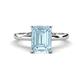 1 - Abena 2.06 ctw Aquamarine Emerald Shape (9x7 mm) with Prong Studded Natural Diamond Solitaire Plus Engagement Ring 