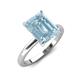 4 - Abena 2.06 ctw Aquamarine Emerald Shape (9x7 mm) with Prong Studded Natural Diamond Solitaire Plus Engagement Ring 