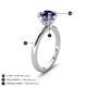 3 - Abena 1.21 ctw Blue Sapphire (6.00 mm) with Prong Studded Side Natural Diamond Solitaire Plus Engagement Ring 