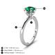 3 - Abena 0.86 ctw Emerald (6.00 mm) with Prong Studded Side Natural Diamond Solitaire Plus Engagement Ring 