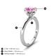 3 - Abena 1.16 ctw Pink Sapphire (6.00 mm) with Prong Studded Side Natural Diamond Solitaire Plus Engagement Ring 