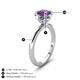 3 - Abena 0.93 ctw Amethyst (6.50 mm) with Prong Studded Side Natural Diamond Solitaire Plus Engagement Ring 